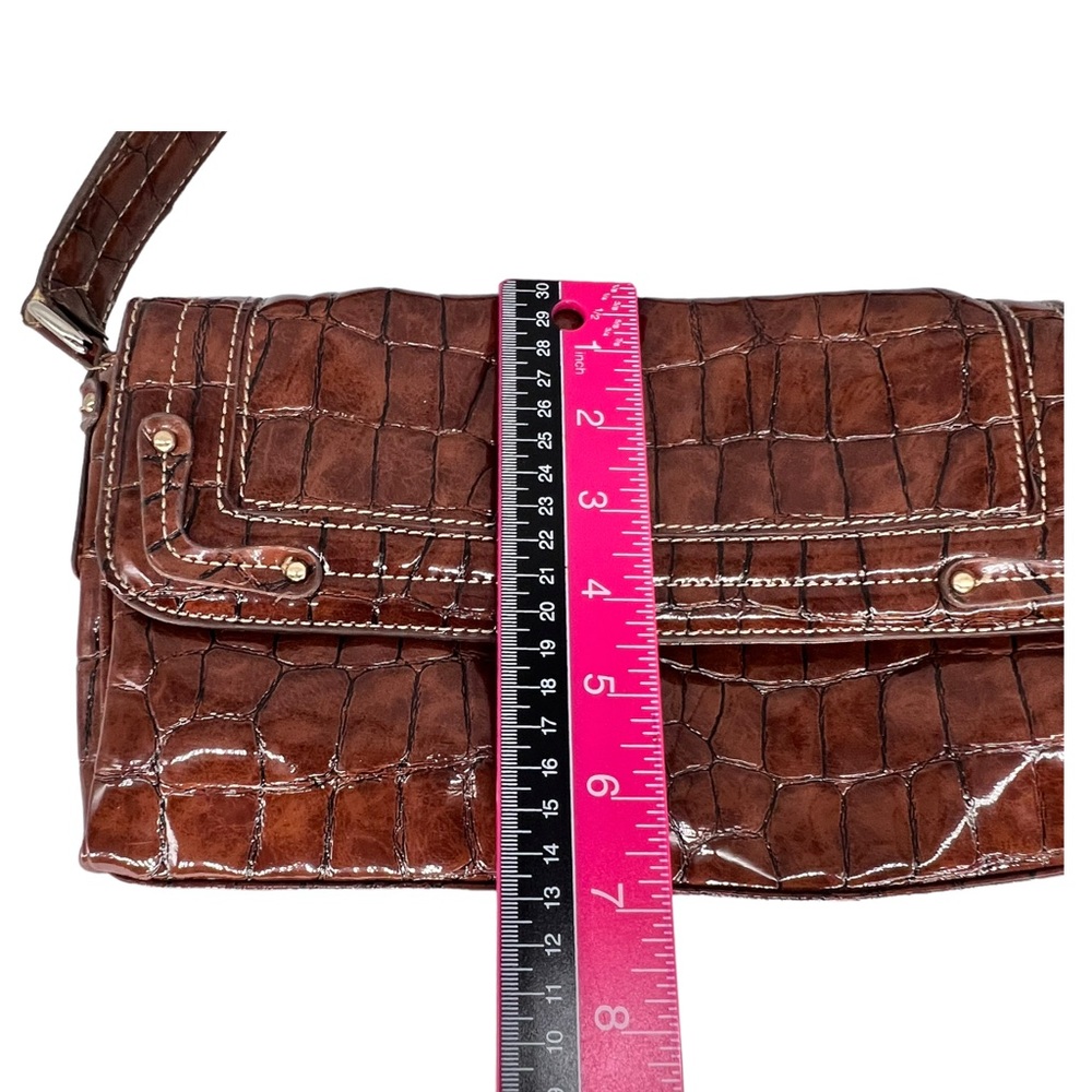 Liz Claiborne Dark Brown Faux Alligator Handbag Shoulder Bag - Picture 14 of 16